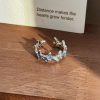 Light Luxury Fairy Sweet Girl Open Ring, Inlaid Diamond Butterfly Star Bow Flower & Shell Pearl, Exquisite Stackable Finger Ring