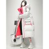 Womens Winter Loose Western-Style Over-the-Knee Long Thermal Patchwork Down Jacket